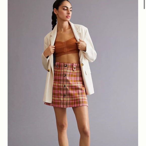 Maeve Button Front Mini Skirt - Picture 2 of 4